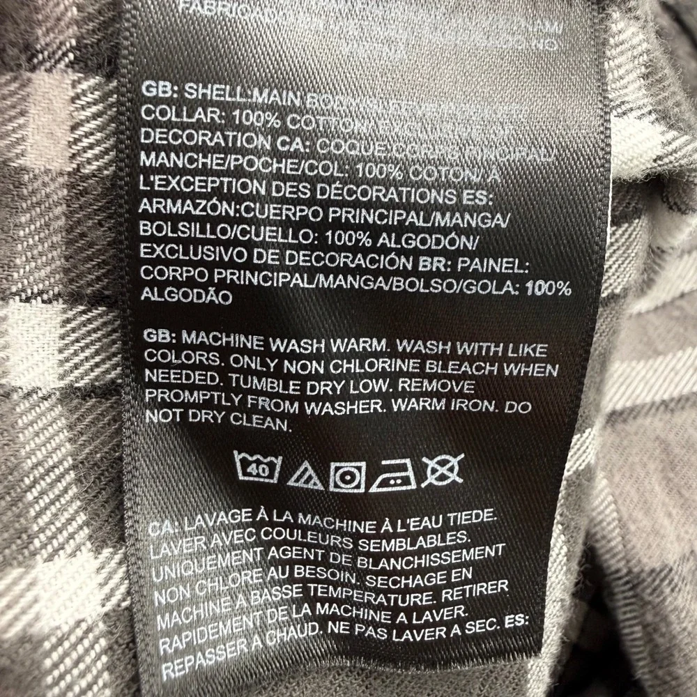 The North Face Shirt Mens L Grey Plaid Circular Design Flannel Button Down LS